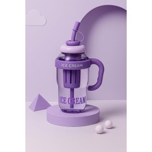 1001 Süzgeç Hazneli Pipetli Suluk 1300 ml – Meyve Aromalı Su Şişesi (Mor)