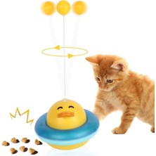 1001 360 Derece Dönen Ördek Şekilli Interaktif Kedi Oyuncağı Atıştırmalık Dispenseri Kedi Eğit