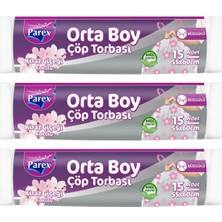 1001 Büzgülü Çöp Torbası Kiraz Çiçeği Kokulu 15'li Orta Boy 55 x 60 cm Üçlü Paket
