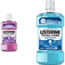 1001 Total Care Diş Koruması Ağız Bakım Suyu 500 ml ve Listerine Total Care Stay White Günlük Ağ�