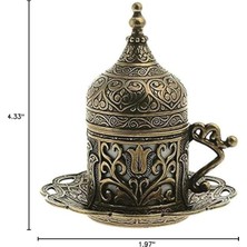 1001 (1 Adet Türk Yunan Arap Kahvesi Espresso Fincan Tabağı (Lale) (Antik Yeşil)