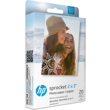 1001 Sprocket 5 x 7,6 cm Birinci Sınıf Çinko Çıkartma Fotoğraf Kağıdı (20 Yaprak) Hp Sprocket Fo