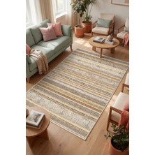 1001 Alexis Kadife Kilim Desen Kaymaz Pamuk Tabanlı Yıkanabilir Antibakteriyel Salon Halısı 160X230