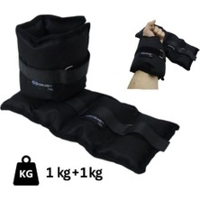 1001 El-Ayak Bilek Ağırlığı 1 kg 1 kg (2 Adet) (Toplam 2 Kg) Siyah Kum Torbası Ayarlanabilir Cırt