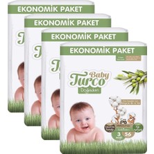 1001 Baby Turco Doğadan 3 Beden Midi 56X4 224 Adet Bebek Bezi