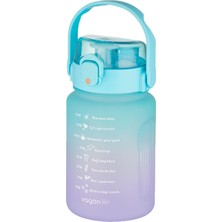 1001 1000 ml Pipetli/pipetsiz Kullanım Çift Renk Softtouch Motivasyon Matarası Sticker Hediyeli