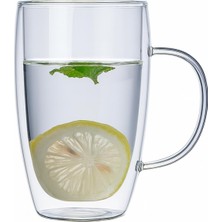 1001 450 ml Çift Cidarlı Şeffaf Cam Kupa – Isıya Dayanıklı, Sıcak ve Soğuk Içeceklere Uygun,