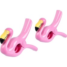 1001 Pembe Flamingo Plaj Havlusu Mandalı, 2'li Set, Güçlü Tutma Özellikli, Taşınabilir Havlu Klips