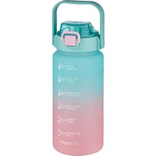 1001 1500ML -Yenilenen Renkler- Pipetli/pipetsiz Kullanım Çift Renk Softtouch Motivasyon Matarası Çı