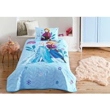 1001 Disney Frozen Flower Power Cpp Standart Pamuk-Polyester Nevresim Takımı, Mavi, Tek Kişilik