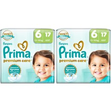 1001 Bebek Bezi Premium Care 6 Numara 17 Adet 2li Paket