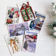 1001 6lı Simli Kartpostal Seti, Yılbaşı, Kırmızı Ev