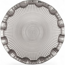 1001 Osmanlı Motifli Yuvarlak Metal Servis Tepsisi – 6 Kişilik Sunum Tepsisi, 35 Cm, 495 G, Gold ve G