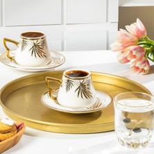 1001 Seren Altın Yaldızlı 6 Kişilik Fincan Seti 12 Parça Türk Kahvesi Takımı Kahve Fincanı