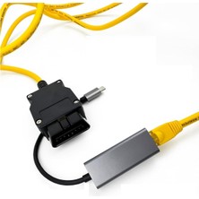 1001 Ohp Enet Obd2 Kablosu (Enet Kablosu + USB Tip C) Bmw Enet Kablo Obd2’den RJ45’E Dönüştürüc�
