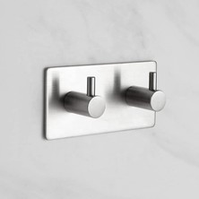 1001 Paslanmaz Çelik 2 Topuzlu Bornoz Askısı Havluluk Xl Askılık Inox - Kendinden Yapışkanlı