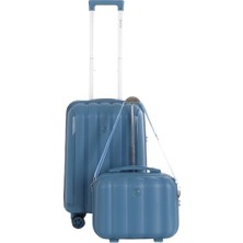 1001 Mçs Polipropilen 2'li Valiz Seti Kabin & Makyaj V305 Sky Blue