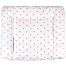1001 Elyaf Dolgulu Pvc Alt Değiştirme Minderi, Sıvı Geçirmez, Leke Tutmaz, Puantiyeli, Pembe, 75X85C