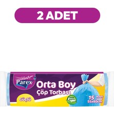 1001 Güçlü Çöp Torbası Orta Boy 15'li 55 x 60 cm Ikili Set