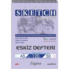 1001 Zigana A5 Spiralli Eskiz Defteri – 50 Yaprak, 120 gr Çizim Bloknotu, Sanat Defteri
