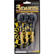 1001 Delta Dart Oku (3’lü Set) - Çelik Uç + Pirinç Gövde + Renkli Kanat - Dart Oku Seti, 18 gr