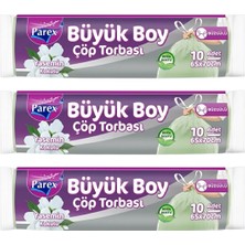 1001 Büzgülü 10'lu Çöp Torbası Yasemin Kokulu Büyük Boy 65 x 70 cm Üçlü Paket
