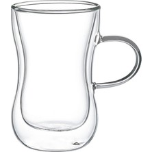 1001 Vetro Borosilikat Çift Camlı Kulplu Çay Bardağı 150ML (2AD)