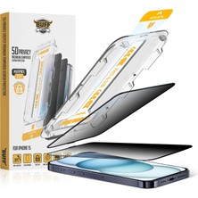 Buff Labs iPhone 15 Serisi ile Uyumlu 5d Easyfit 2 Adet Kolay Uygulama Aparatlı Ekran Koruyu