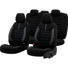 1001 Limited Design Ortopedik Ekstra Destekli Oto Koltuk Kılıfı Tam Set (Siyah-Mavi)