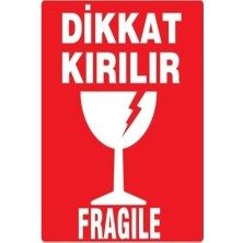 1001 60X90 mm Dikkat Kırılır Etiketi 500 Adet (6 cm x 9 Cm)