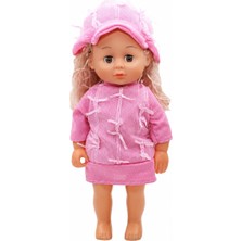 1001 35,5 cm Sesli Ayakta Duran Bebek Oyuncak, 3 Asorti Kıyafetli Bebek, Konuşan/sesli Oyuncak Bebek, �