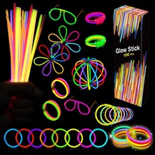 Glow Sticks - 100 Adet Parlayan Çubuklar Toplu Parti Paketi - 20,32 cm Karanlıkta Parlayan Parti Mal