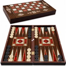 1001 Star Tavla Platin Sedef Büyük Boy 12 mm Mdf Kasa, Parlak Selefon Kaplama, Çizilmeye Karşı Diren