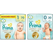 1001 Bebek Bezi Premium Care 1 Beden 70 Adet Yenidoğan Jumbo Paket & Prima Bebek Bezi Premium Care 0 Bed