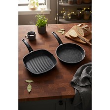 1001 Carolin 2 Parça Grill Tava Seti Siyah (26 cm -28 Cm)