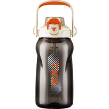 1001 Tkk 1500ML Büyük Boy Pipetli/pipetsiz Kullanım Boyun Askılı Kulplu Tritan Su Matarası (Beyaz-T