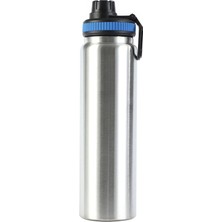 1001 Çelik Gri Askılı 1000 ml Sporcu Suluğu Matara Suluk (Sıcak-Soğuk Tutmaz) MT243