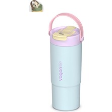 1001 Tumbler Mug 660 ml Tek Kapak Çift Kullanım Pipetli Rahat Içim Kulplu Paslanmaz Çelik Termos 110
