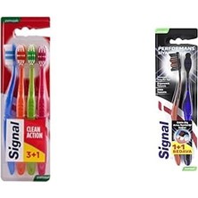 1001 Premium Action 4'lü (3+1) Yumuşak Diş Fırçası ve Signal Diş Fırçası Performance Black 2 Ka