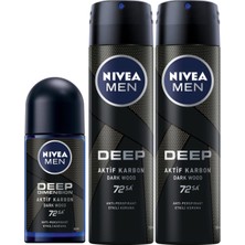 1001 Men Deep Dimension Tıraş Jeli, 200 Ml, Kusursuz Tıraş X2 + Nıvea Men Erkek Roll On Deodorant Dee