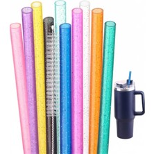 1001 4 Adet Yeniden Kullanılabilir Simli Pipet Seti Stanley Bardaklar Için, Temizleme Fırçası Dahil,