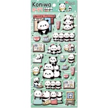 1001 Panda Temalı Kabartmalı Sticker Seti • Bullet