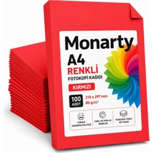 1001 A4 Renkli Kırmızı Fotokopi Kağıdı, 100 Adet Kırmızı