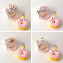 1001 Donut Peluş Anahtarlıklı Porselen Kupa - Sürpriz 4 Farklı Modelden Biri - Hediyelik Sevimli Kup