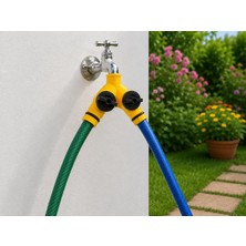 1001 Çift Çıkışlı Vanalı Musluk Adaptörü 1/2" - 3/4" | Bahçe Hortumu Y Bağlantı Aparatı | Ba