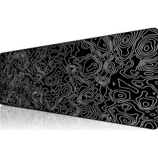 1001 Klasse Pro - 5 Farklı Model Dikişli Kenar 120X60 cm Oyuncu Gaming Mouse Pad (Black Map Lines)