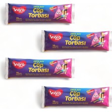 1001 Pembe Standart Orta Boy Çöp Poşeti 55CM*60CM 4 Paket 60 Adet, Daha Güçlü, Dayanıklı ve Hijye