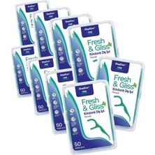1001 Fresh & Gliss Kürdanlı Diş Ipi 3'lü Paket (150 Adet) | Nane Aromalı | Diş Arası Temizliği,