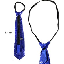 Beruflic Mavi Renk Pul Payetli Işıltılı Parti Kravatı 33 cm BX40