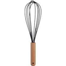 1001 Ahşap Saplı Silikon Mutfak Hazırlık Çırpıcısı, Siyah, 27 Cm, 1 Adet